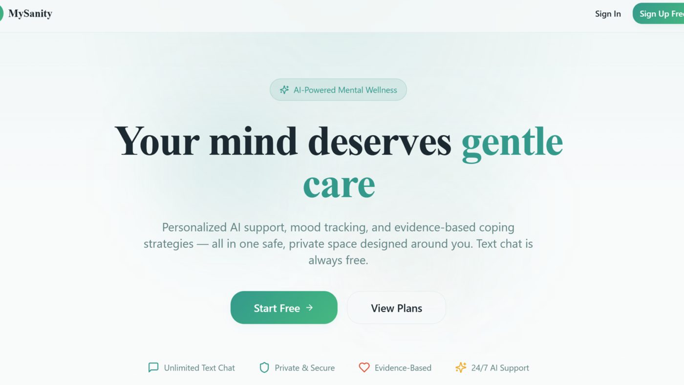 MySanity supports proactive mental well-being